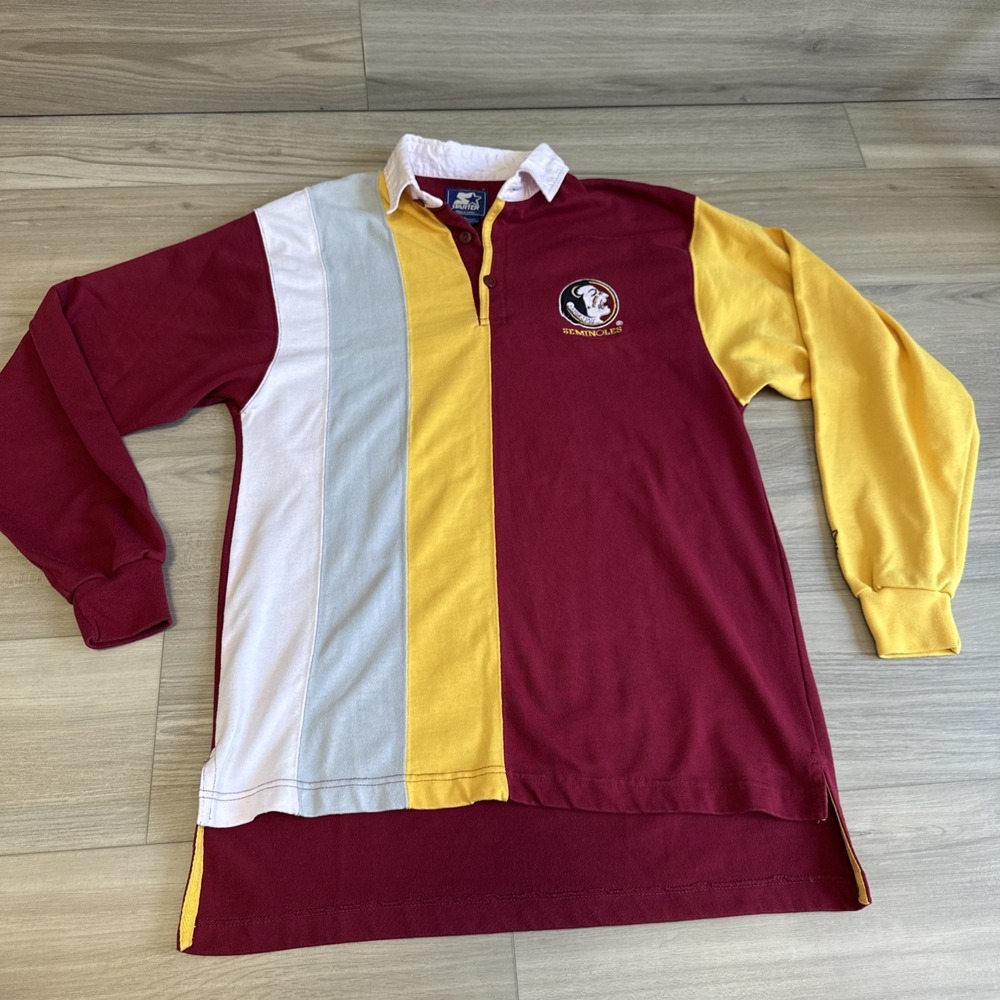 Vintage Starter FSU Florida State Seminoles Rugby Polo‎ Shirt Sz L Made In Korea